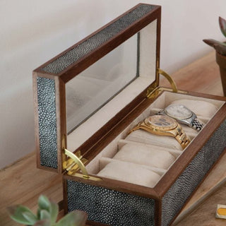Elmbridge Cool Gray 5 Watch Box Faux Shagreen