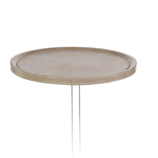 Bellecôte Side Table (Mink Leather with Acrylic Rod)