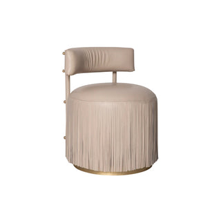 Nerissa Leather Fringe Chair (Cream Stone Leather)
