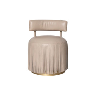 Nerissa Leather Fringe Chair (Cream Stone Leather)