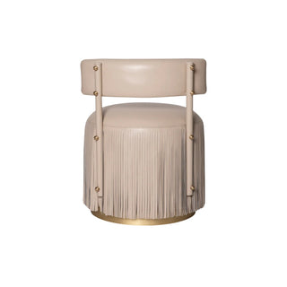 Nerissa Leather Fringe Chair (Cream Stone Leather)