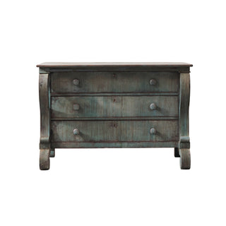 19th Century Mahogany Distressed Teal Chest of Drawers