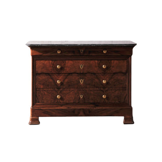 19th Century Louis Phillipe Walnut Chest with Black Marble Top