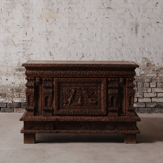 18th Century French Carved Wooden Monastery Chest