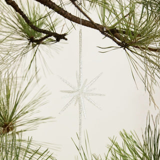 Tall White Glistening Star Ornament