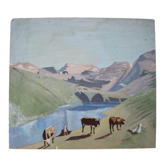 Mid 20th Century French Cowgirl Painting