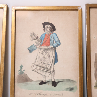 19th Century French Men in Traditional Dress Hand Colored Engraving (Set of 4)
