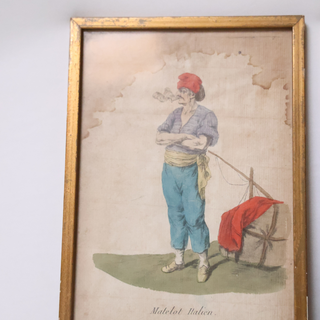 19th Century French Men in Traditional Dress Hand Colored Engraving (Set of 4)
