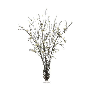 Quince Blossom & Twig in Glass Vase

