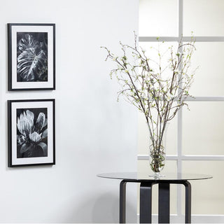 Quince Blossom & Twig in Glass Vase
