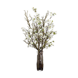 Cherry Blossom with Twigs in Glass Vase
