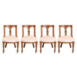 20th Century English Walnut Carved Back Dining Chair (Set of 4)
