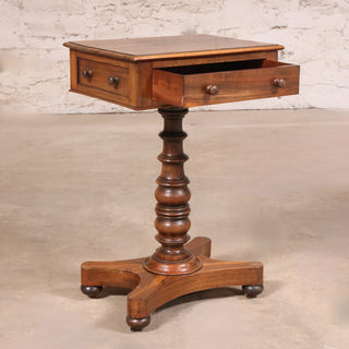 19th Century Walnut English Tea Table with Drawer
