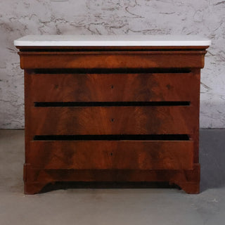 19th Century Louis Philippe Walnut Chest with White Marble Top
