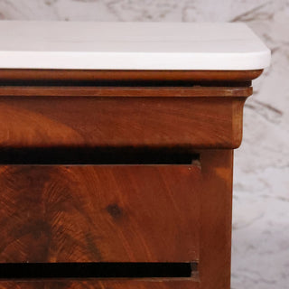 19th Century Louis Philippe Walnut Chest with White Marble Top
