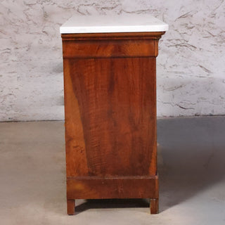 19th Century Louis Philippe Walnut Chest with White Marble Top
