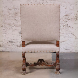 19th Century French Baroque Carved Walnut Armchair
