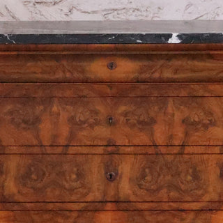 19th Century Louis Philippe Burled Walnut Chest with Black Marble Top
