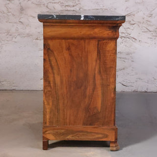 19th Century Louis Philippe Burled Walnut Chest with Black Marble Top
