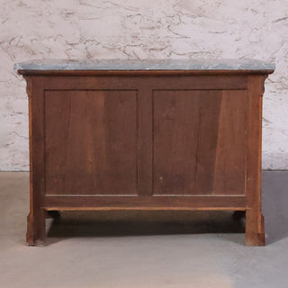 19th Century Louis Philippe Burled Walnut Chest with Black Marble Top
