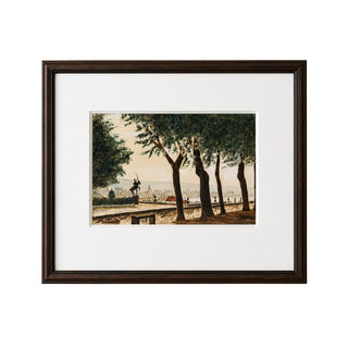 Antique French Watercolor City Scene
