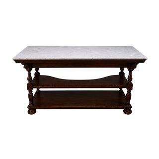 20th Century English Walnut Base and Marble Top Bar
