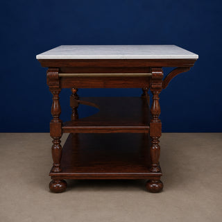 20th Century English Walnut Base and Marble Top Bar
