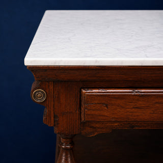 20th Century English Walnut Base and Marble Top Bar
