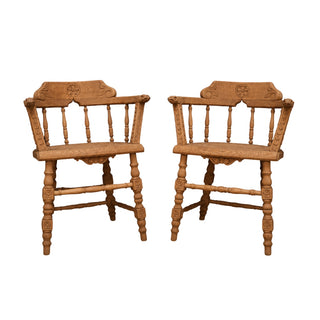 19th Century Victorian English Oak Smoker Chair (Set of 2)
