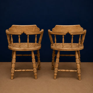19th Century Victorian English Oak Smoker Chair (Set of 2)

