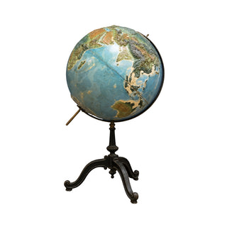 20th Century American Metal and Paper Raised Relief Globe
