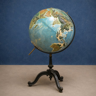 20th Century American Metal and Paper Raised Relief Globe
