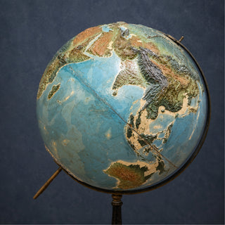 20th Century American Metal and Paper Raised Relief Globe
