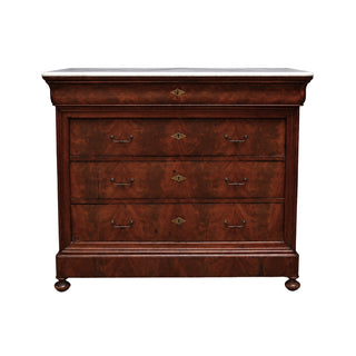 19th Century French Louis Philippe Walnut Marble Top Commode
