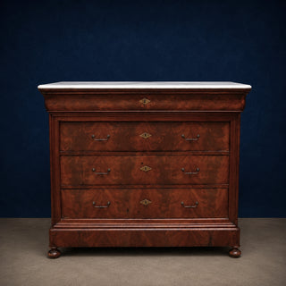 19th Century French Louis Philippe Walnut Marble Top Commode
