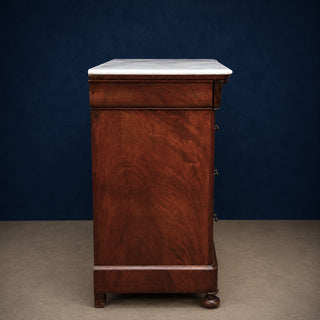 19th Century French Louis Philippe Walnut Marble Top Commode
