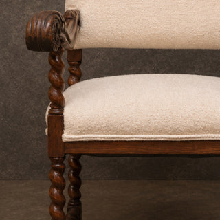 19th Century French Walnut Louis XIII Throne Style Chair

