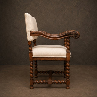 19th Century French Walnut Louis XIII Throne Style Chair
