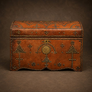 19th Century English Leather Storage Box

