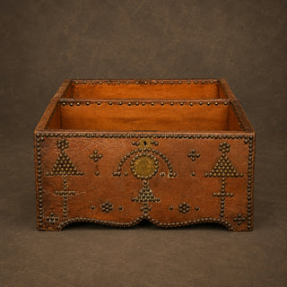 19th Century English Leather Storage Box
