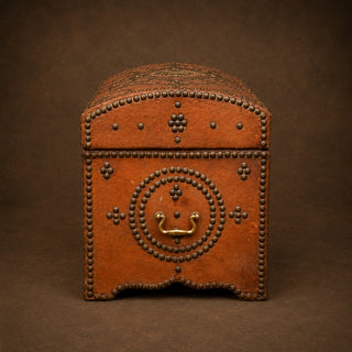 19th Century English Leather Storage Box
