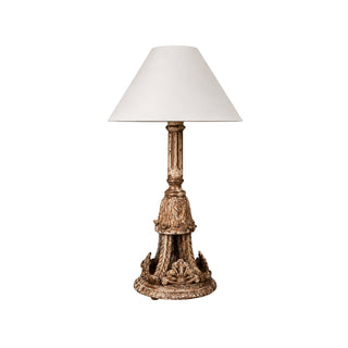 20th Century French Carved Wooden Table Lamp
