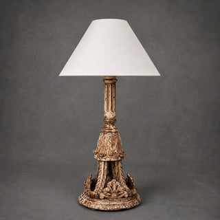 20th Century French Carved Wooden Table Lamp

