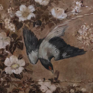 20th Century Vietnamese Metal on Wood Blue Bird Panel
