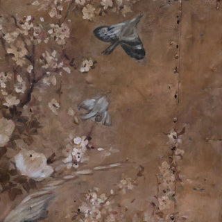 20th Century Vietnamese Metal on Wood Blue Bird Panel
