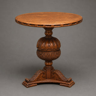 19th Century French Oak Carved Pillar Table
