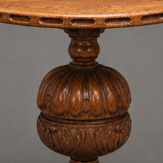 19th Century French Oak Carved Pillar Table
