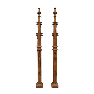 19th Century French Carved Oak Church Spire (Set of 2)
