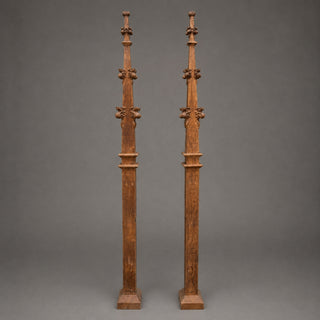 19th Century French Carved Oak Church Spire (Set of 2)

