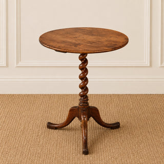 19th Century English Oak Round Barley Twist Table
